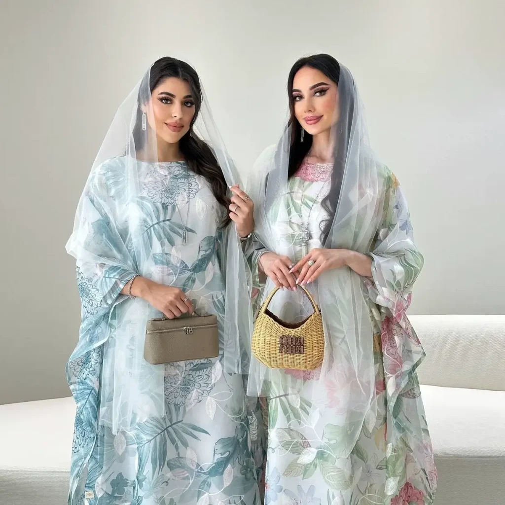 flower pattern butterfly abaya