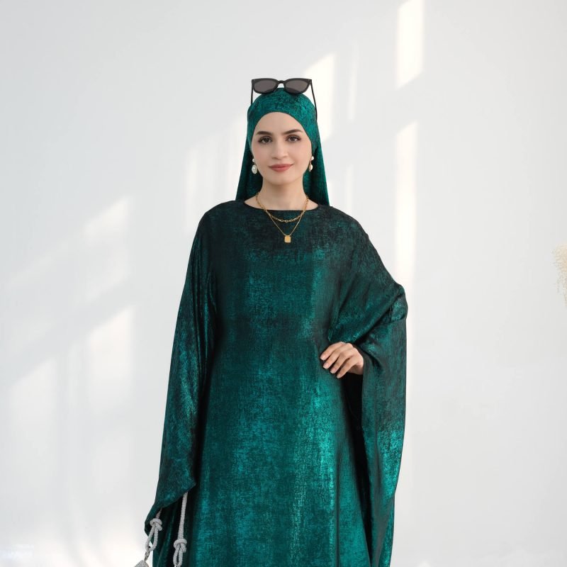 green butterfly sleeve abaya