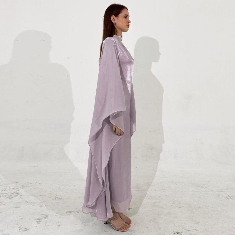 satin butterfly abaya side view