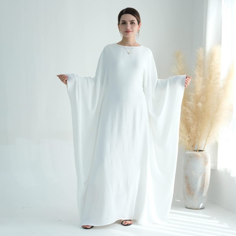 white butterfly abaya with belt