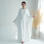 white butterfly abaya with belt